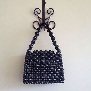 Black ebony beaded mini purse